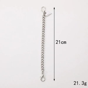Silver metal plum blossom and heart pendant chain strap with lobster clasps, 21cm long