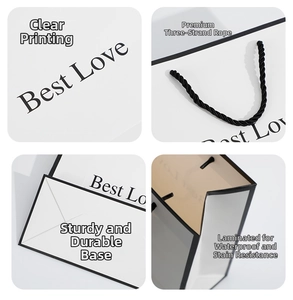 Detail of Best Love gift bag with three-strand woven rope handles and reinforced base