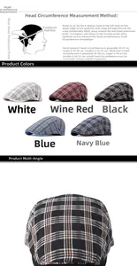 Vista detallada de la hebilla metálica lateral en las gorras planas con diseño de cuadros