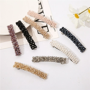 Barrettes à cheveux élégantes faites main en perles de cristal en sept couleurs variées