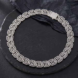 Hip Hop Iced Out Cuban Chain Necklace Alloy Rhinestone Geometric H Link Jewelry For Men Women