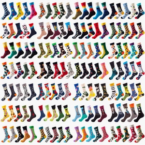 Detailed array of jacquard cotton crew socks featuring various artistic oil painting patterns