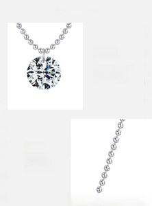 Close-up of D color VVS1 moissanite pendant with S925 sterling silver beaded chain