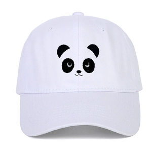Baseball Cap Cotton Canvas Panda Face Embroidery Curved Brim Adjustable Metal Buckle Vintage Casual Sunshade Hat
