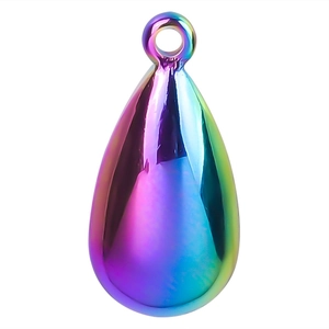 Minimalist rainbow teardrop stainless steel pendant with high gloss 18k vacuum plating