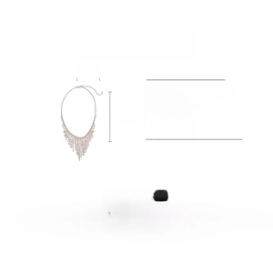 Detail showing water-drop tassel necklace dimensions and alloy material specs
