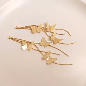 14K gold plated butterfly tassel charm pendants for DIY jewelry earring making