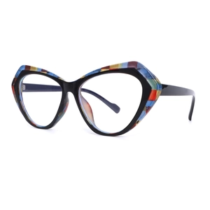 Fashionable cat eye blue light blocking glasses with multicolor floral pattern frames