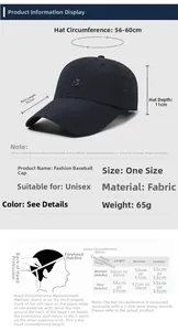 Size chart for summer baseball cap with 56-60cm circumference and measurement guide