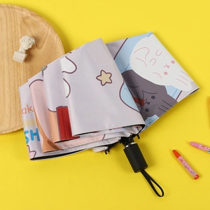 Japanese style cute cat sun umbrella with UV protection and automatic folding mechanism