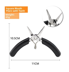 Miniature square nose pliers with serrated jaws and non-slip black handle for jewelry DIY