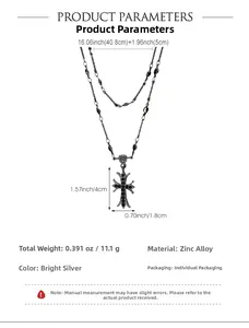 Spécifications de taille pour le collier avec pendentif croix gothique et gemme noire