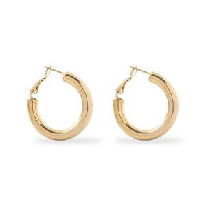 Classic 18K gold plated stainless steel thick hoop earrings for women in a polished finish