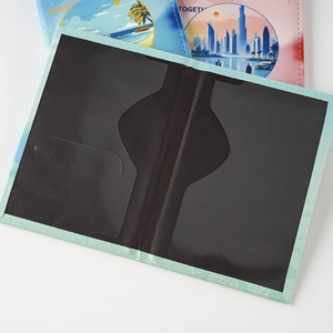 Macro detail showing internal storage slots and blue travel passport cover design