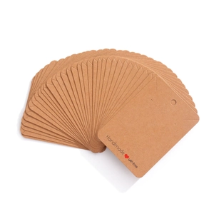 Brown kraft paper jewelry display cards with Handmade with Love print and heart