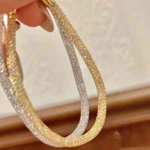 Sparkling gold and silver mesh money bag bracelets with cubic zirconia for women