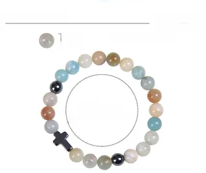 Detailed sizing chart for 8mm pink zebra and Amazon stone stretch beaded bracelet