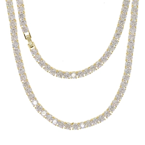 Close-up of gold-plated 5mm tennis chain with shimmering round-cut zircon stones