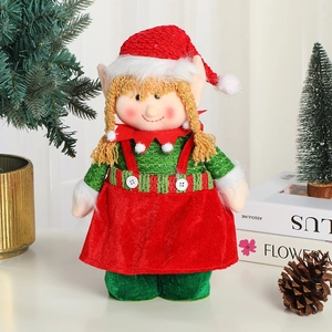 Cute Christmas elf fabric doll with red and green outfit for festive holiday home decor