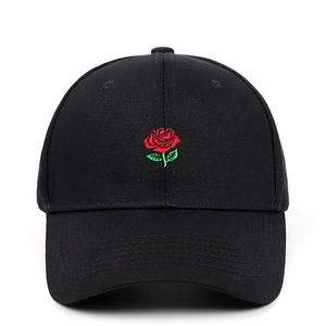 Rose Embroidery Baseball Cap Cotton Twill Adjustable Six Panel Casual Outdoor Sun Hat For Men Women Classic