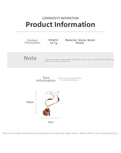 Detailed specs of the vintage ethnic necklace showing 24.7g weight and stone wood beads