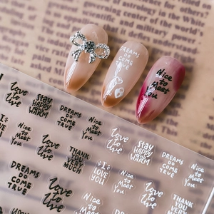 3D ultra-thin nail art stickers featuring motivational English quotes for manicures