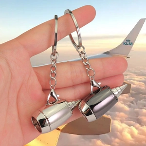 Aircraft Engine Turbine Keychain Zinc Alloy Rocket Model Key Ring Aviation Souvenir Industrial Style Gift For Pilot