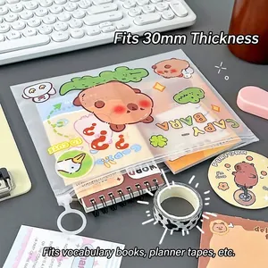Frosted transparent Capybara stationery bag with 30mm thickness for exam supplies