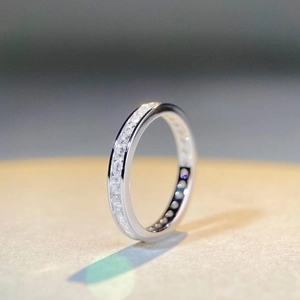 Eternity square-cut zirconia eternity ring in polished S925 sterling silver band