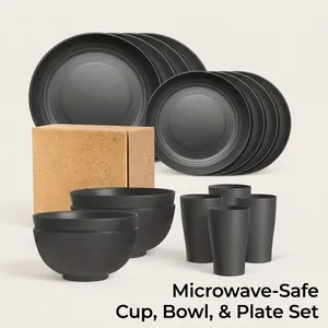 Wheat Straw Dinnerware Unbreakable Lightweight Microwave Dishwasher Safe Plates Bowls Cups Household Modern Simple
