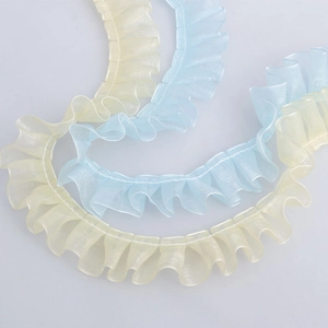 2.5cm pleated organza lace ribbons in yellow and blue for DIY dress and pet accessories