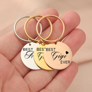 Polished stainless steel round tags in silver, gold, and rose gold for DIY keychains