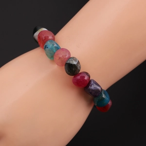 Colorful irregular crackle agate stone bracelet for men and women on model arm