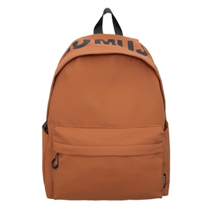 Brown nylon large capacity backpack with letter design and adjustable straps