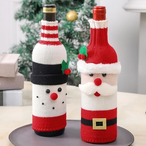 Housses de bouteille de vin tricotées Père Noël et Bonhomme de neige pour Noël