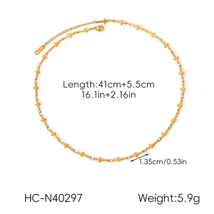 Detailed size chart for gold cross necklace showing chain length 41cm and weight 5.9g