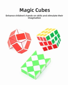 Three-piece puzzle set including a 3x3 colorful cube and two flexible twist rulers
