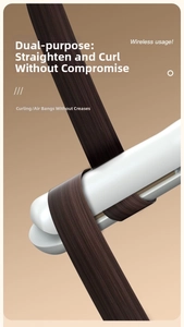Detail of 2-in-1 wireless hair straightener showing ceramic plate for styling
