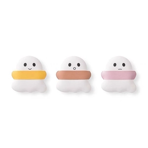 Ghost-shaped marshmallow makeup sponges for cushion foundation in three pastel colors
