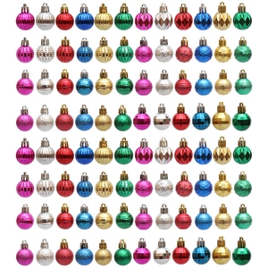 Set of 96 colorful textured Christmas tree ornaments with matte and glossy finishes