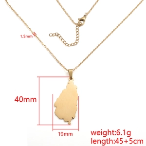 Gold stainless steel Germany map pendant necklace with dimensions and weight specs
