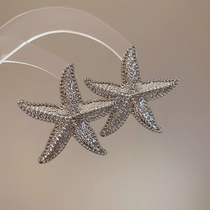 Dettaglio macro degli orecchini a stella marina argento con superficie micro-pavé lucida