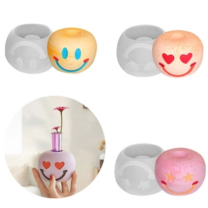 Molde De Silicona Con Cara Sonriente DIY Esfera Ojos Corazón Estrella Para Jarrón Yeso Portavelas Adorno Escritorio Decoración