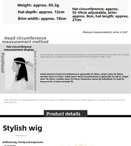 Size chart showing baseball cap dimensions including 55-59cm adjustable circumference