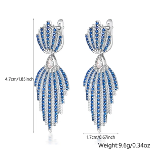 Detailed view of silver leaf earrings with dimensions 4.7cm by 1.7cm and weight of 9.6g