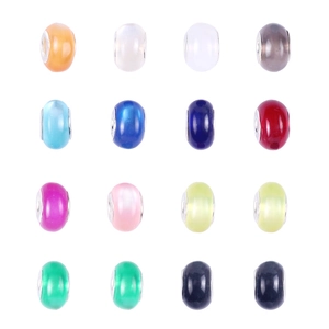 Macro view of colorful resin glass beads with metal edges for DIY ocean bracelet kits