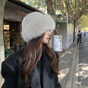 Winter faux fur bucket hat in white, fluffy thermal accessory for cold weather style