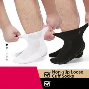 Diabetic Socks For Men Women Non Binding Loose Fit Anti Slip Bamboo Polyester Blend Breathable Antibacterial Casual