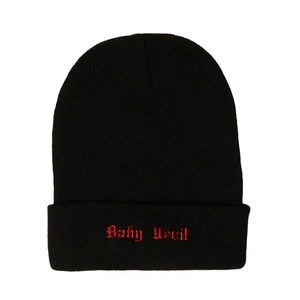 Bonnet en tricot noir tendance pour hommes et femmes avec broderie rouge Baby Devil