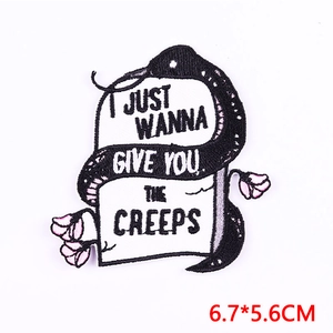 Cartoon skeleton ghost embroidery patch with I JUST WANNA GIVE YOU THE CREEPS text